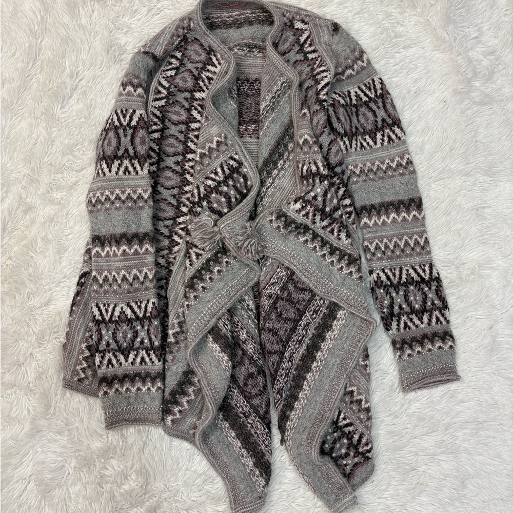 💖 Calypso St. Barth Pink and Gray Cardigan with Geometric Patterns